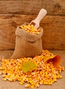 Corn grains in bag Royalty Free Stock Photo