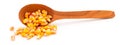 Corn grains in wooden scoop Royalty Free Stock Photo