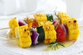 Corn grilled with vegetables