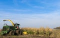 Corn harvester in the Corn field