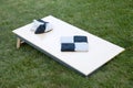 Corn hole boards with bags. Royalty Free Stock Photo