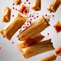 Corn husk wrapped tamales, traditional Mexican cuisine