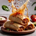 Corn husk wrapped tamales, traditional Mexican cuisine