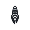 Corn icon. Black isolated silhouette. Fill solid icon. Modern design. Vector illustration. Vegetables. Royalty Free Stock Photo