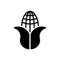 Black solid icon for Corn, sweetcorn and popcorn Royalty Free Stock Photo