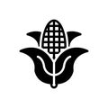 Black solid icon for Corn, maize and sweetcorn Royalty Free Stock Photo