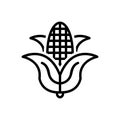 Black line icon for Corn, maize and sweetcorn Royalty Free Stock Photo