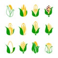 Corn icon set isolated on white background. Vector illustration Royalty Free Stock Photo