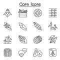 Corn icon set in thin line style