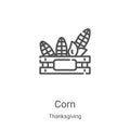 corn icon vector from thanksgiving collection. Thin line corn outline icon vector illustration. Linear symbol for use on web and