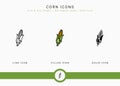 Corn icons set vector illustration with solid icon line style. Vegetable healthy concept.