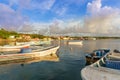 Corn Island, Nicaragua, May,08, 2017: General view of boats on port. Big Corn Island, touristic caribbean from Nicaragua Royalty Free Stock Photo