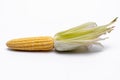 Corn isolated on white background, closeup top view. Royalty Free Stock Photo
