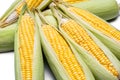 Corn isolated on white background, closeup top view. Royalty Free Stock Photo