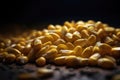 Corn kernels in macro. AI generated Royalty Free Stock Photo