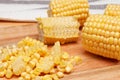 Corn kernels on the wooden board Royalty Free Stock Photo