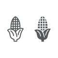 Corn line and glyph icon, farm and harvest, sweetcorn sign, vector graphics, a linear pattern on a white background.