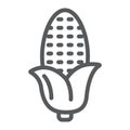 Corn line icon, corncob and vegetable, plant sign, vector graphics, a linear pattern on a white background.