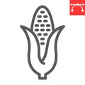 Corn line icon, thanksgiving and sweetcorn, maize sign vector graphics, editable stroke linear icon, eps 10.