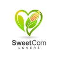 Sweet corn logo with love concept Royalty Free Stock Photo