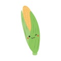 Corn, maize with kawaii face cute illustration. Royalty Free Stock Photo