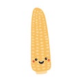 Corn, maize with kawaii face cute illustration. Royalty Free Stock Photo