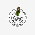 Corn maize logo. Round linear logo of corn Royalty Free Stock Photo