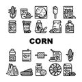 corn maize sweet plant cob icons set vector Royalty Free Stock Photo