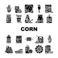 corn maize sweet plant cob icons set vector Royalty Free Stock Photo