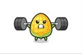 Corn mascot cartoon with a barbell