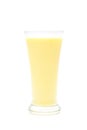 Corn milk in a glass on white background