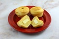 Corn muffins with butter pats