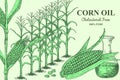 Corn oil cholesterol free 100 percent pure sketchy vector illustration