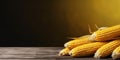 Corn organic vegetable for cooking copy space blurred background