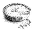 Corn pie hand drawn sketch Latin American food Restaurant business concept. Royalty Free Stock Photo