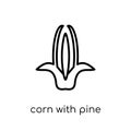 corn with pine icon. Trendy modern flat linear vector corn with Royalty Free Stock Photo