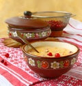 Corn porridge (banish) with a cranberry Royalty Free Stock Photo