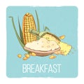 Corn porridge breakfast card - gluten free breafast concept Royalty Free Stock Photo