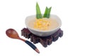Corn porridge in white bowl Royalty Free Stock Photo