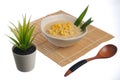 Corn porridge in white bowl Royalty Free Stock Photo