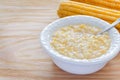 Corn porridge in white plate