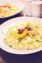 Corn Risotto with Roasted Shrimp