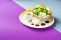 Corn salad,cheese,yogurt,olive oil Royalty Free Stock Photo