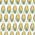Corn seamless vector background. Maize repeating pattern. Autumn, fall, harvesting design. Use for Thanksgiving wrapping