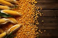 Corn and seeds create a textured frame with generous copy space Royalty Free Stock Photo