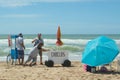 corn seller on the Atlantic coast beach, Villa Gesell, Argentina Royalty Free Stock Photo