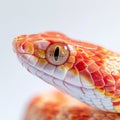 Corn Snake is coiled loosely displaying its striking orange and red patterns. The detailed texture of its scales is Royalty Free Stock Photo