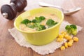 Corn soup and broccolis Royalty Free Stock Photo