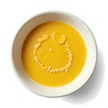 Corn soup served in a white ceramic bowl with a drizzle of olive oil Royalty Free Stock Photo
