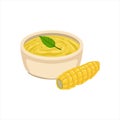 Corn Soup Traditional Mexican Cuisine Dish Food Item From Cafe Menu Vector Illustration